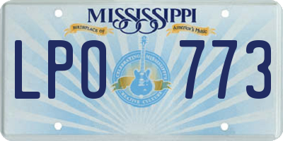 MS license plate LPO773
