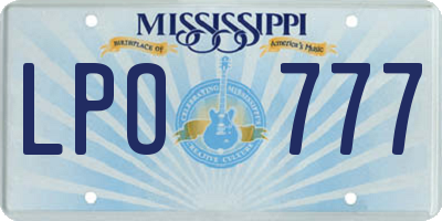 MS license plate LPO777