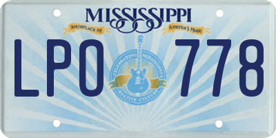 MS license plate LPO778