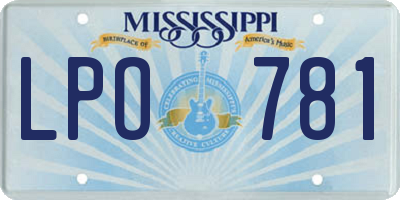 MS license plate LPO781