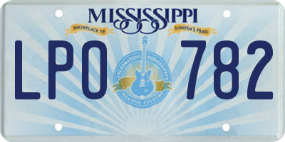 MS license plate LPO782