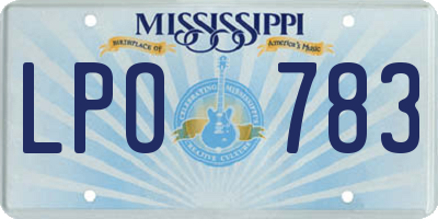 MS license plate LPO783