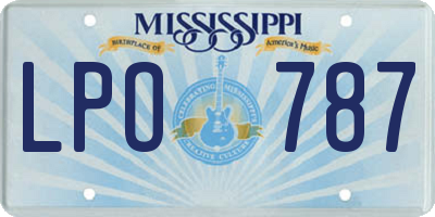 MS license plate LPO787