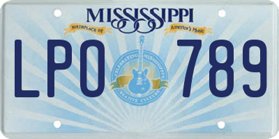 MS license plate LPO789