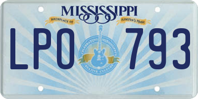 MS license plate LPO793