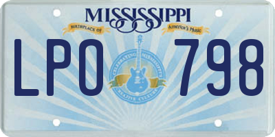MS license plate LPO798