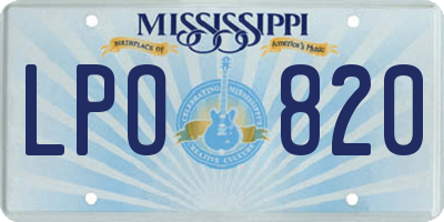 MS license plate LPO820