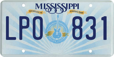 MS license plate LPO831