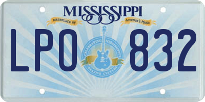 MS license plate LPO832