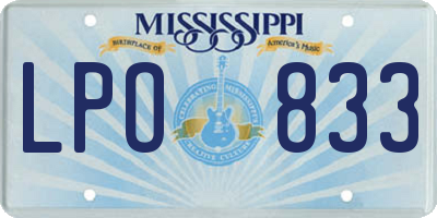 MS license plate LPO833