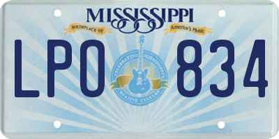 MS license plate LPO834