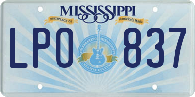 MS license plate LPO837