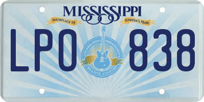 MS license plate LPO838