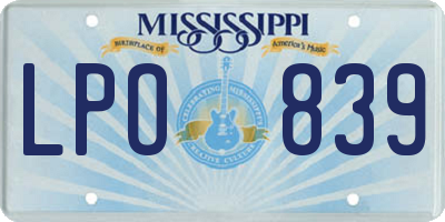 MS license plate LPO839