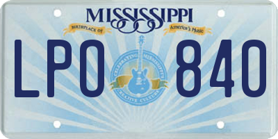 MS license plate LPO840