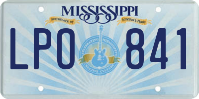 MS license plate LPO841