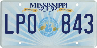 MS license plate LPO843