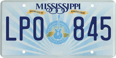 MS license plate LPO845