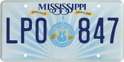 MS license plate LPO847