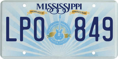 MS license plate LPO849