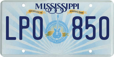 MS license plate LPO850