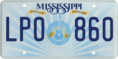 MS license plate LPO860