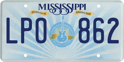 MS license plate LPO862