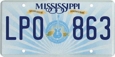 MS license plate LPO863