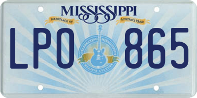 MS license plate LPO865