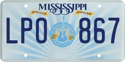 MS license plate LPO867