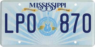 MS license plate LPO870
