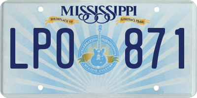 MS license plate LPO871