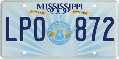 MS license plate LPO872