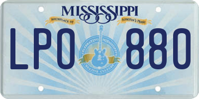 MS license plate LPO880