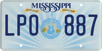 MS license plate LPO887