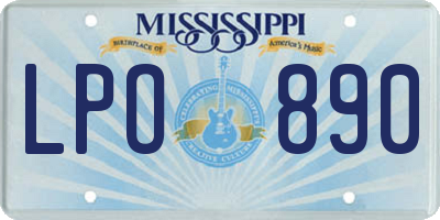 MS license plate LPO890