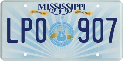 MS license plate LPO907