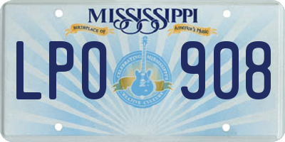 MS license plate LPO908