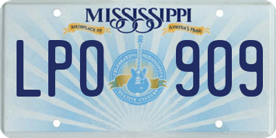 MS license plate LPO909