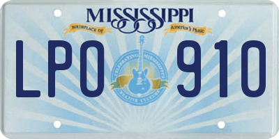MS license plate LPO910