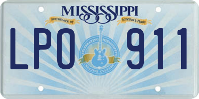 MS license plate LPO911