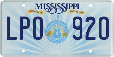 MS license plate LPO920