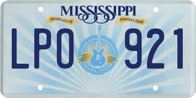 MS license plate LPO921