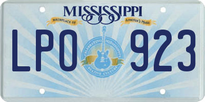 MS license plate LPO923
