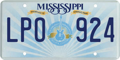 MS license plate LPO924