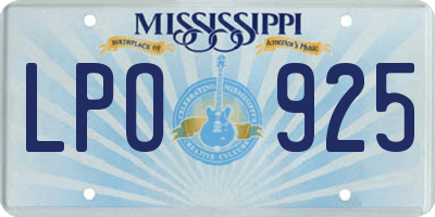 MS license plate LPO925