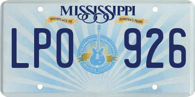 MS license plate LPO926