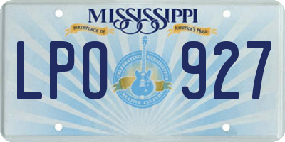 MS license plate LPO927