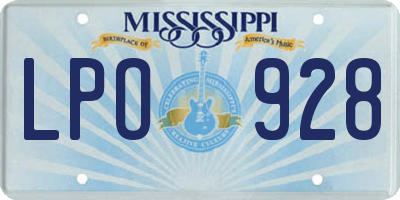 MS license plate LPO928