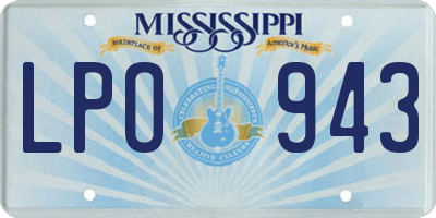 MS license plate LPO943